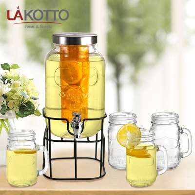 4L Clear Glass Beverage dispenser With  Ice Infuser