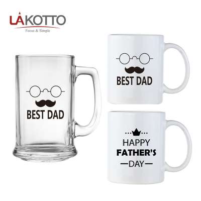 Wholesale Festival gift set  glass mug ceramic mug with decals