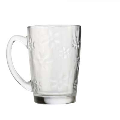 Hot Sale 330ml Clear Cheap Transparent Glass Mug Beer Glass Cup Glasses with Handle