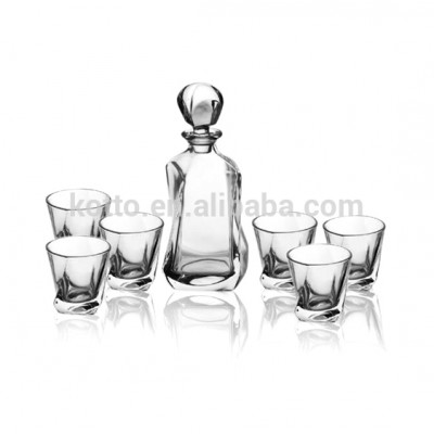 High-grade crystal glass of whiskey Red wine bottles and glasses suit