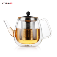 Artisan traditional new product double wall with filter pyrex glass tea pot