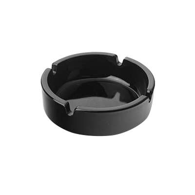 round shaped black glass ashtray