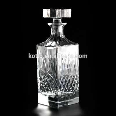 860ml square shape high white crystal glass rum/liquor bottle with glass stopper