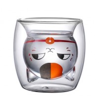 Wholesale Reusable  Mouth-Blown Double Wall Glass Cat Coffee Cup And Tea Cup